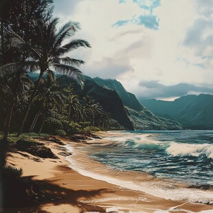 夏威夷海滩油画