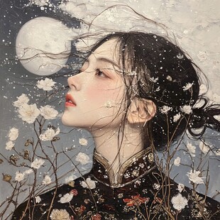 古风美女头像插画封面