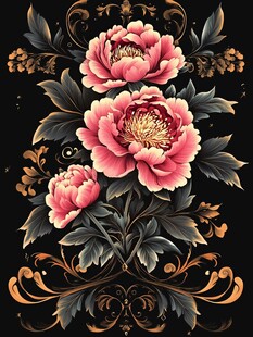 手绘质感牡丹花