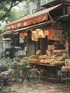 街边小店插画