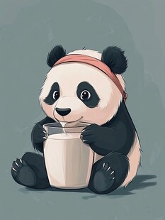 大熊猫美食插画