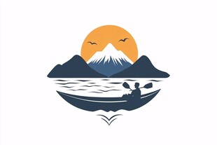 山水插画logo