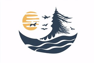 山峰标志飞鸟logo