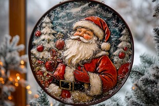 圣诞场景时钟挂画