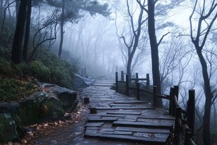 烟雨登山栈道