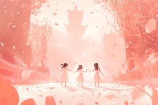 粉红宫殿插画幻想