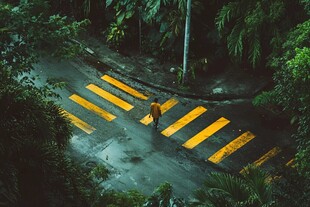 雨中的十字路口