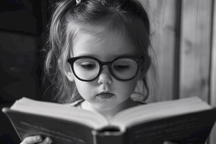 认真看书的小姑娘