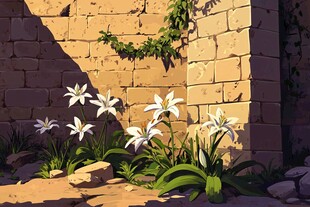 墙角的花园花园插画