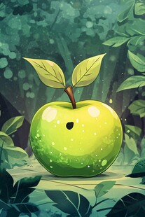 绿色苹果插画