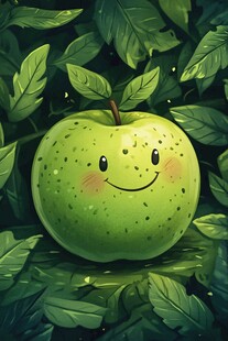 绿色苹果插画