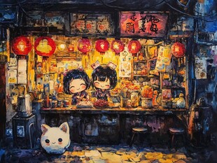 街边小店插画