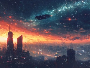 飞碟科幻电影背景