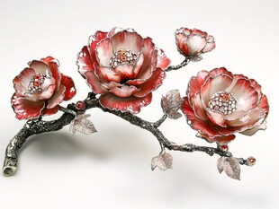 3d浮雕金属牡丹花