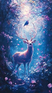 卡通唯美梦幻鹿