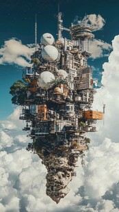 3d城市悬浮岛风景