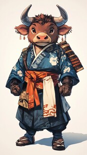 牛插画功夫形象