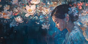 梦幻唯美蓝色系少女