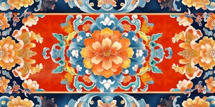 色块花古典图案组合