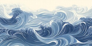 古风海浪包装插画