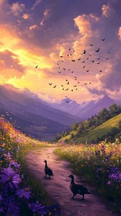 阳光晴朗风景插画