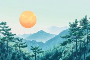 旭日东升插画