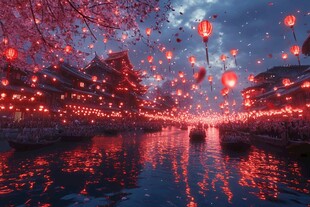 唯美樱花夜景