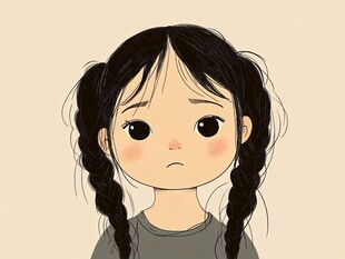 小女孩头像插画