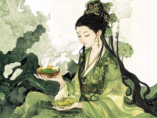 古风美女喝茶品茶