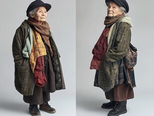 只有一个人构成服装的中年妇女