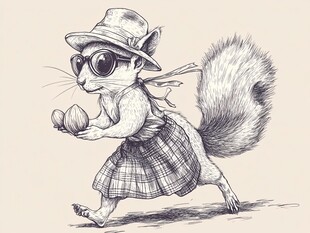手绘小松鼠