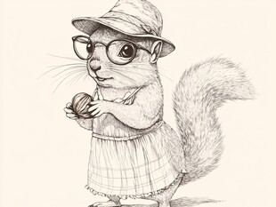 手绘小松鼠