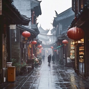 雨中古街