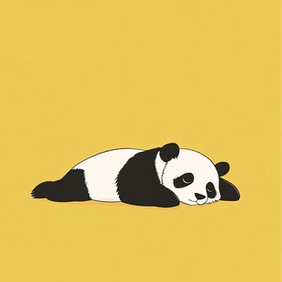 趴着睡的熊猫卡通素材