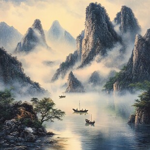 大幅高清山水日出