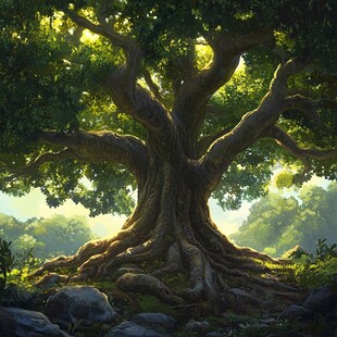 仙境古树插画