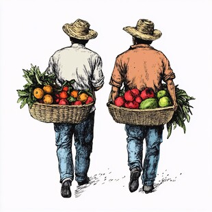 手绘果农