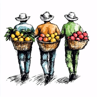 手绘果农
