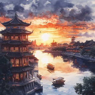 烟雨楼插画