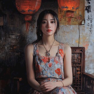 江南美女油画