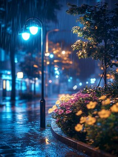 雨中花朵雨中绿植