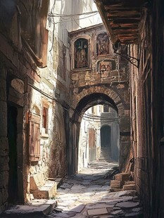 小巷插画