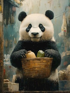 写实熊猫插画
