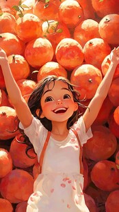 水果姑娘插画绘画