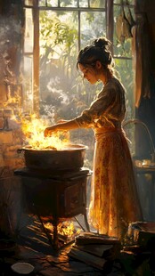 午后的小女孩插画