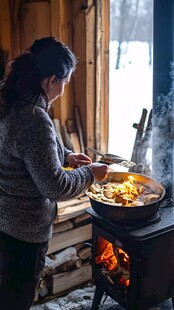 冬天雪地生火