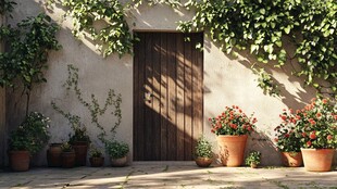 绿植与木门