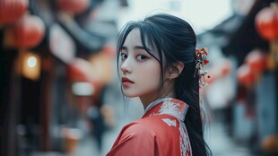 古风美女过年