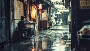 古街阴雨天