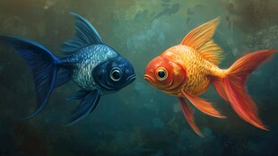 两只立体的大金鱼